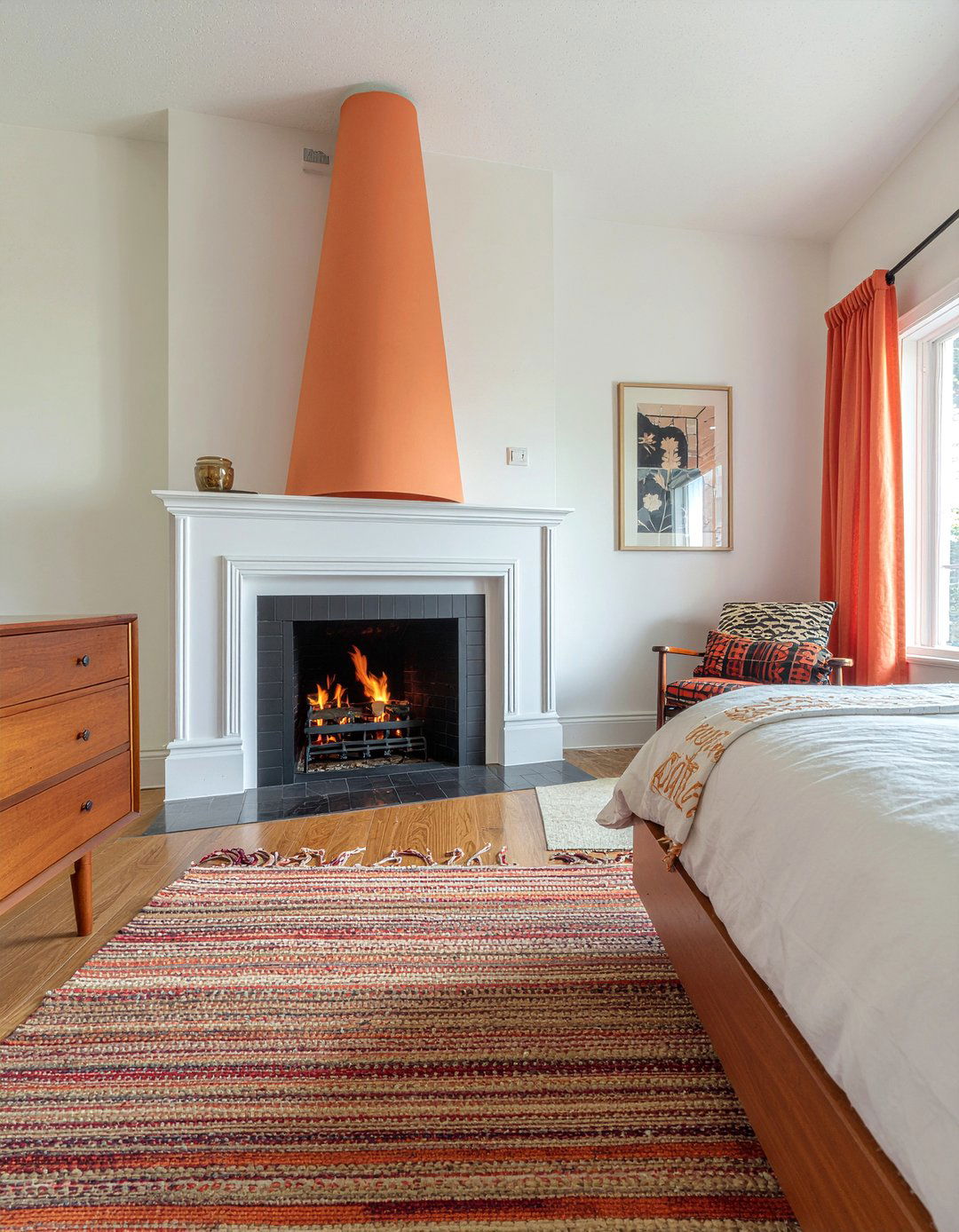 Mid Century Modern Fireplace - 30 bedroom gas fireplace ideas