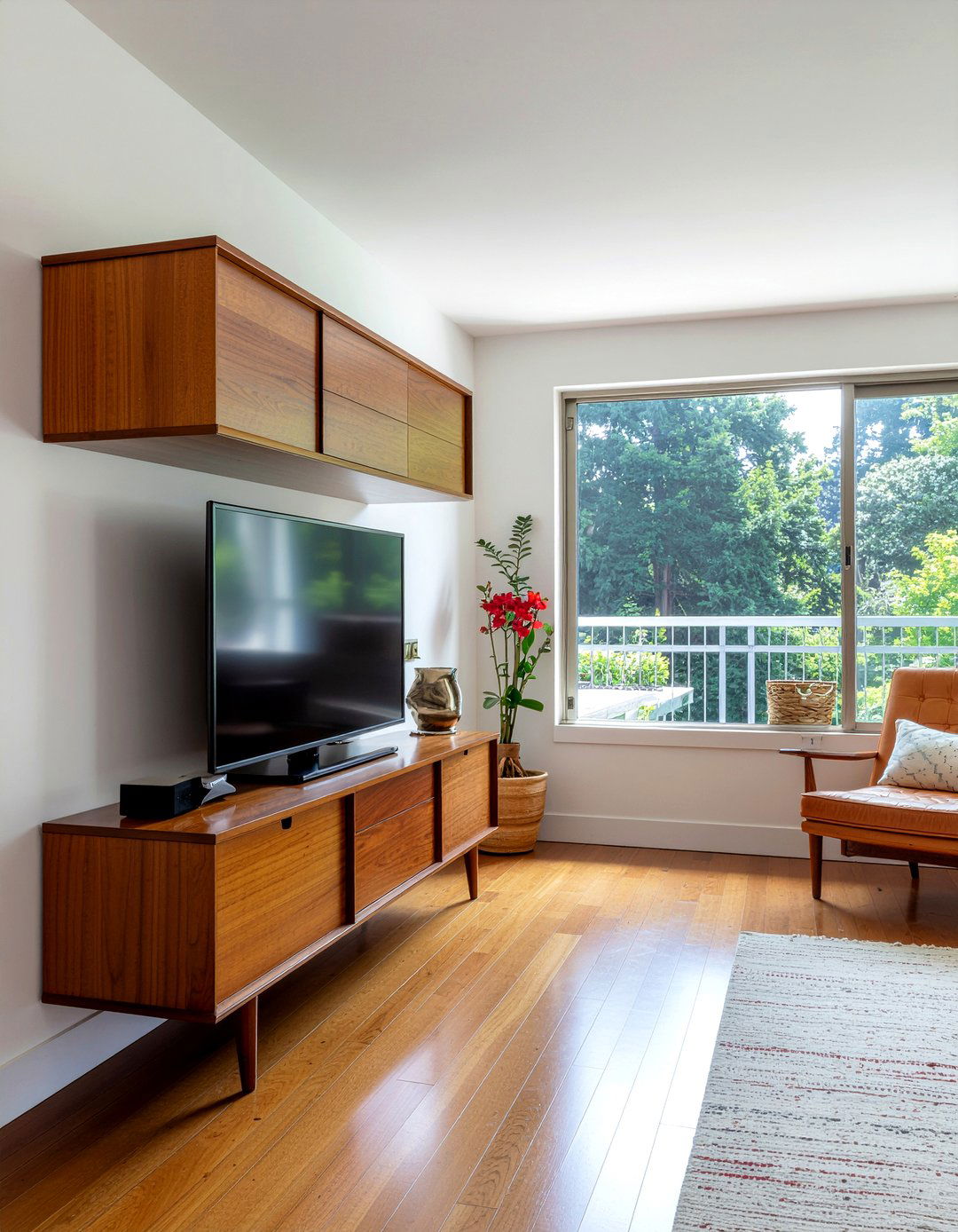 Mid Century Modern Floating TV Unit - 30 living room floating tv unit ideas