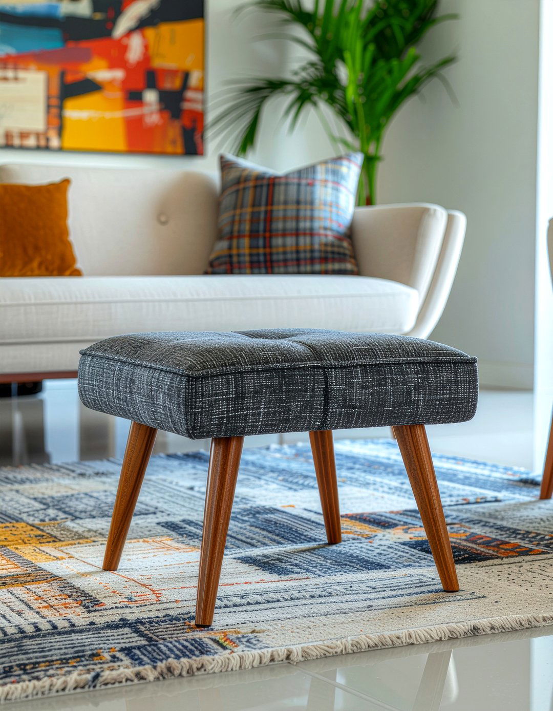 Mid Century Modern Footstool - 30 living room footstool ideas