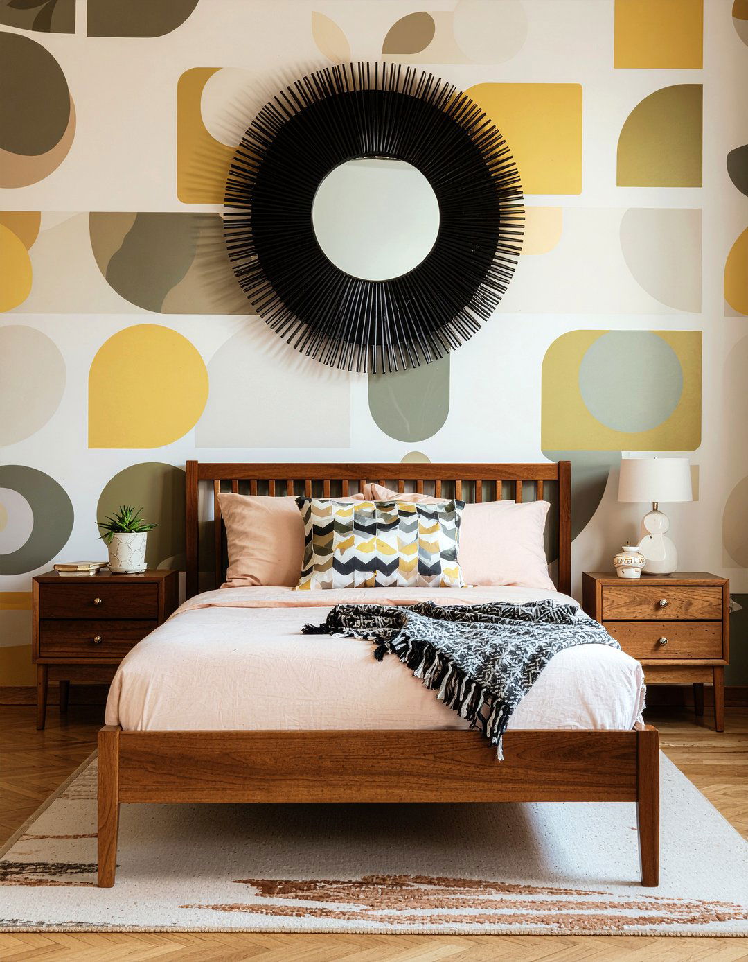 Mid Century Modern Geometric Wallpaper - 30 bedroom geometric wallpapers