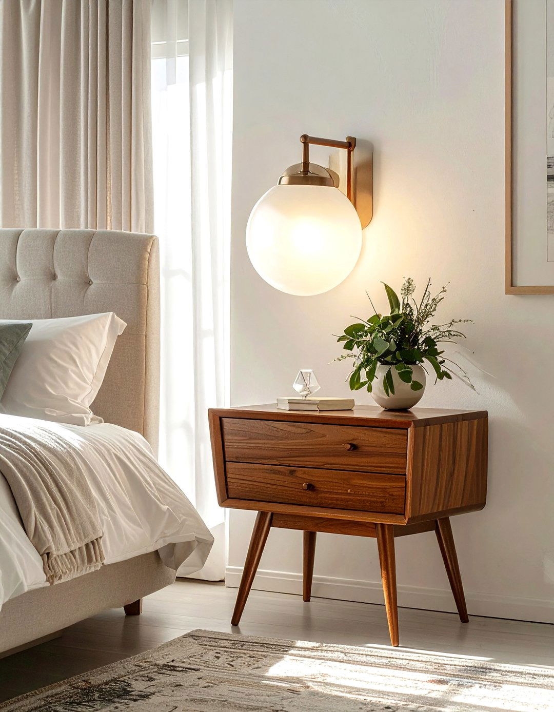 Mid Century Modern Globe Light - 30 bedroom sconce ideas