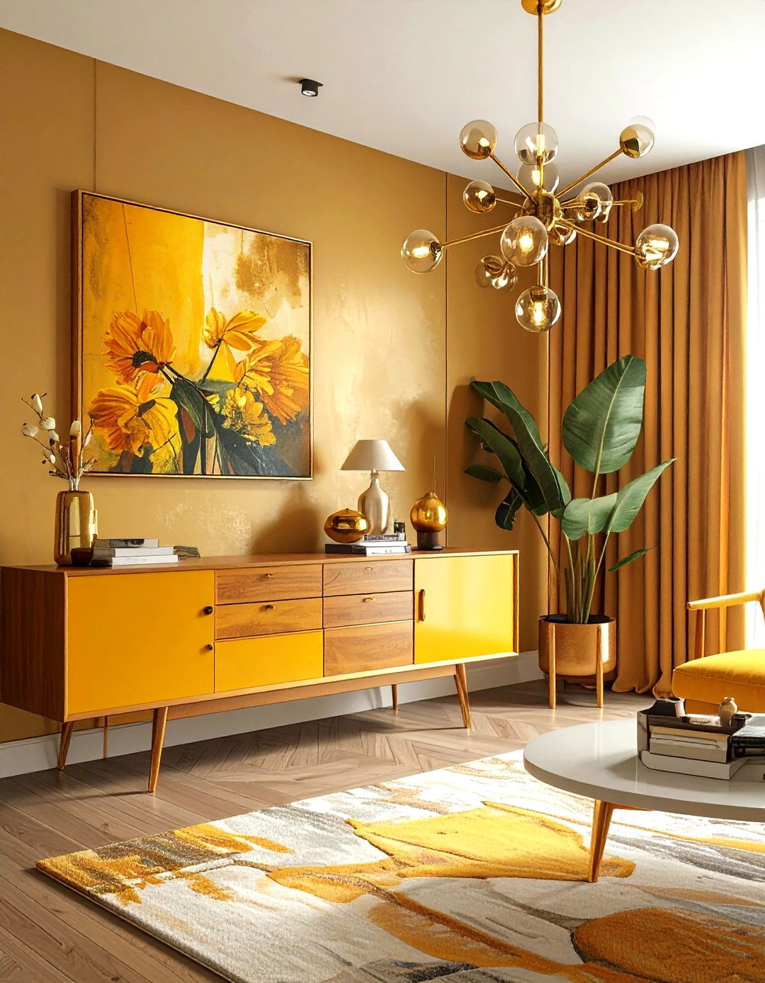 Mid Century Modern Gold Living Room - 30 gold living room ideas