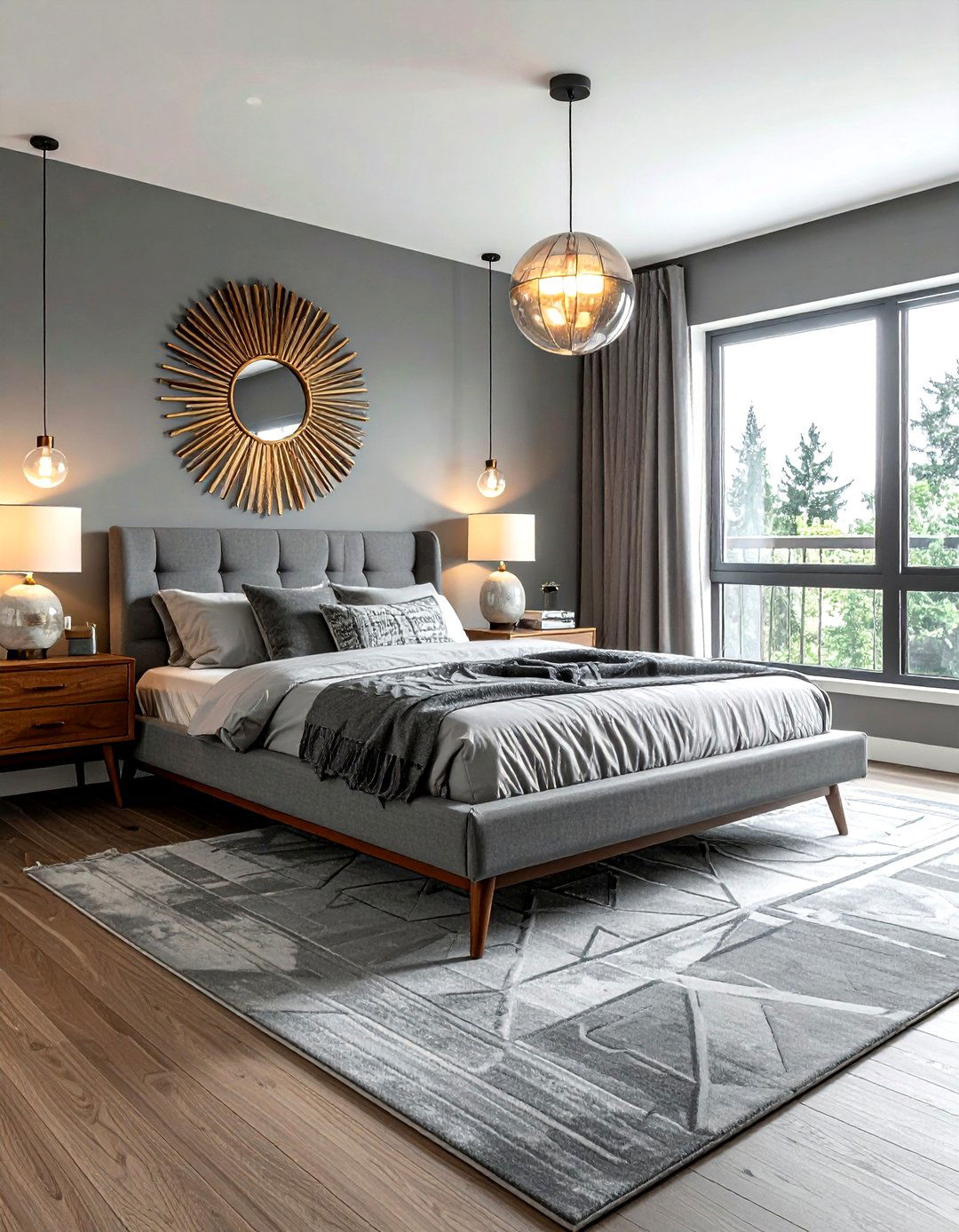 Mid Century Modern Gray Bedroom - 30 gray bedroom accessories ideas