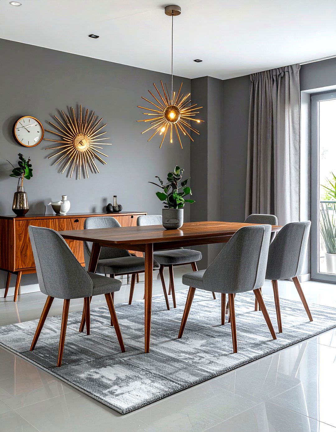 Mid Century Modern Gray Dining Room - 30 gray dining room decor ideas