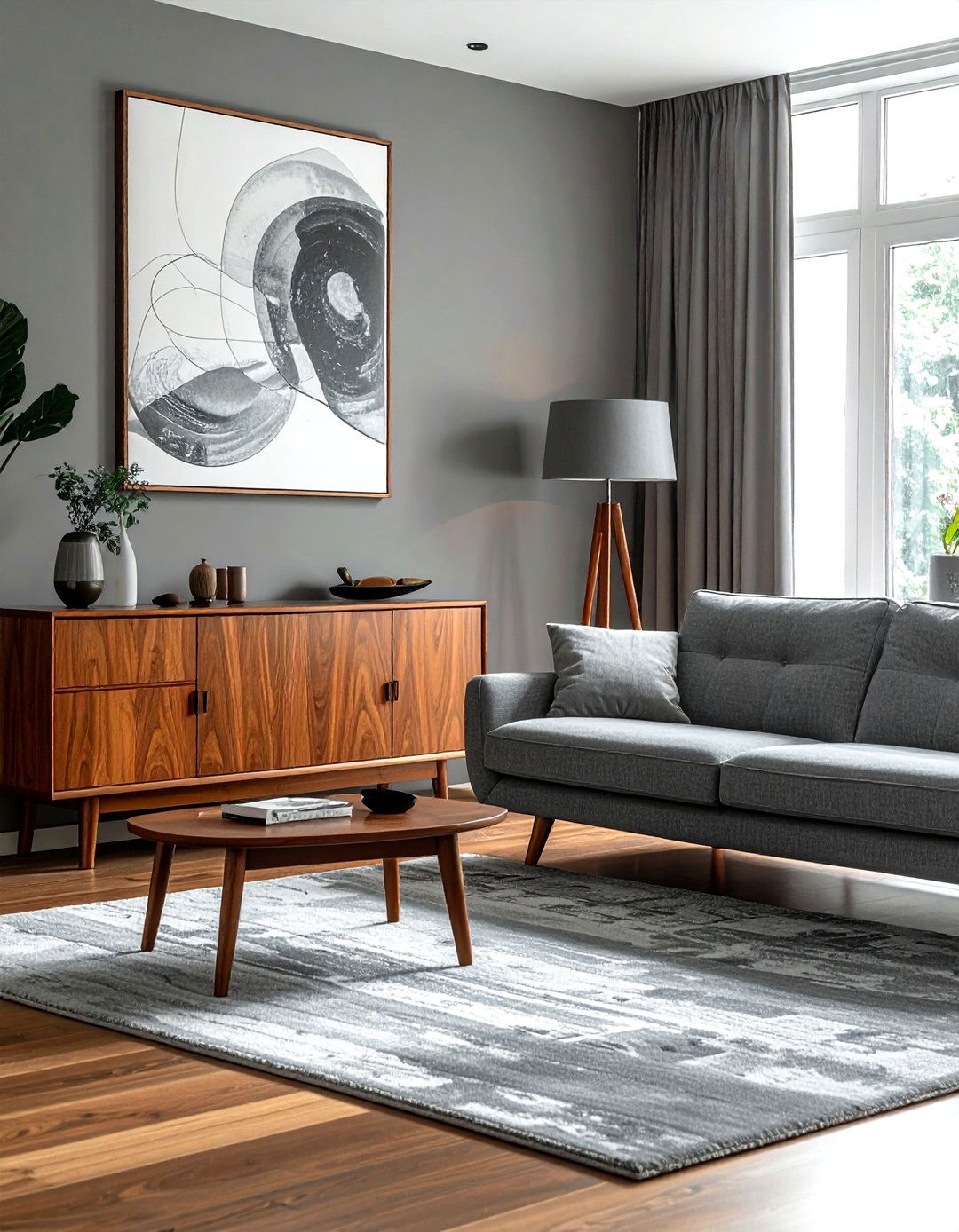 Mid Century Modern Gray Living Room - 30 gray living room design ideas