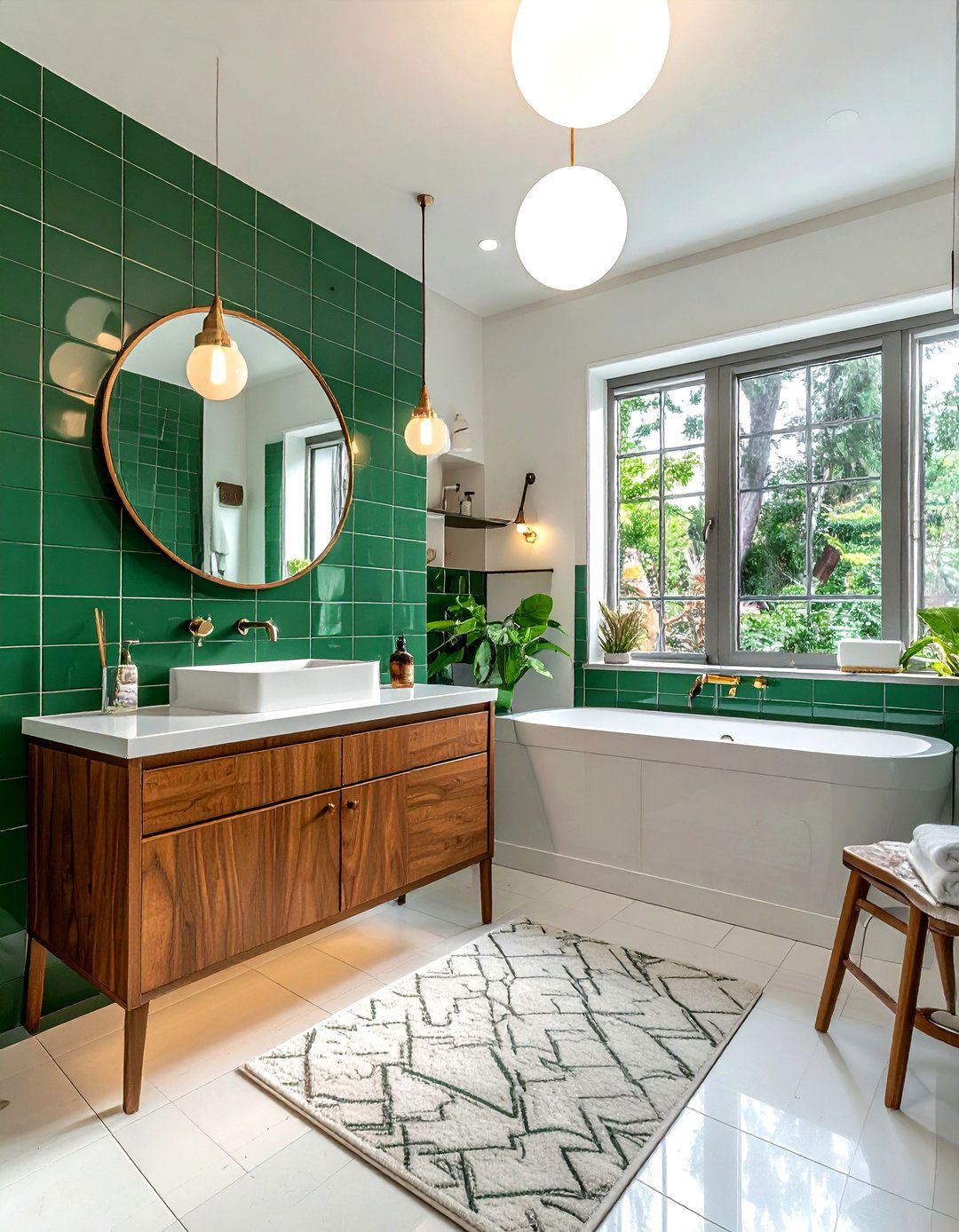 Mid Century Modern Green Bathroom - 30 emerald green bathroom ideas