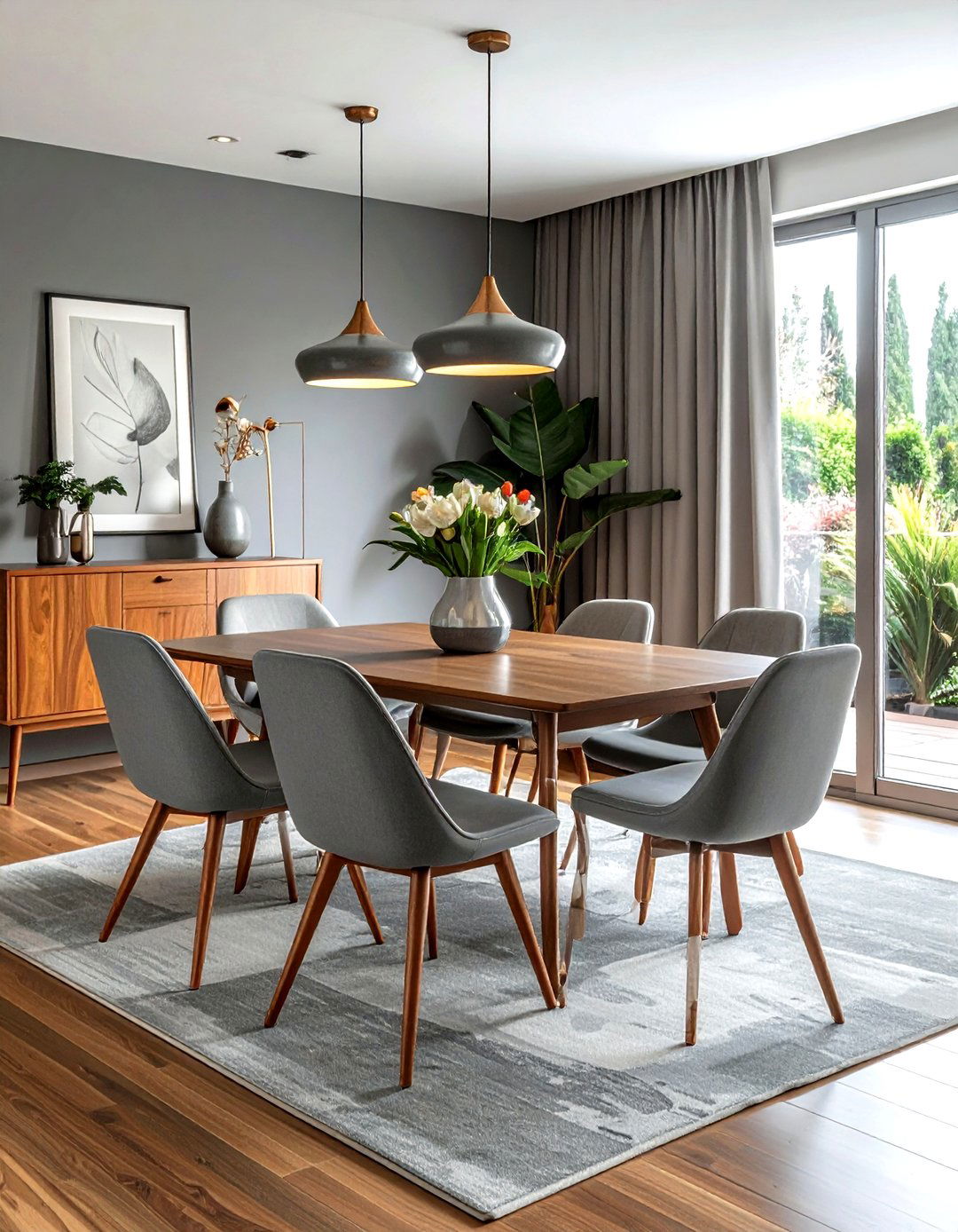 Mid Century Modern Grey Dining Room - 30 grey dining room decor ideas