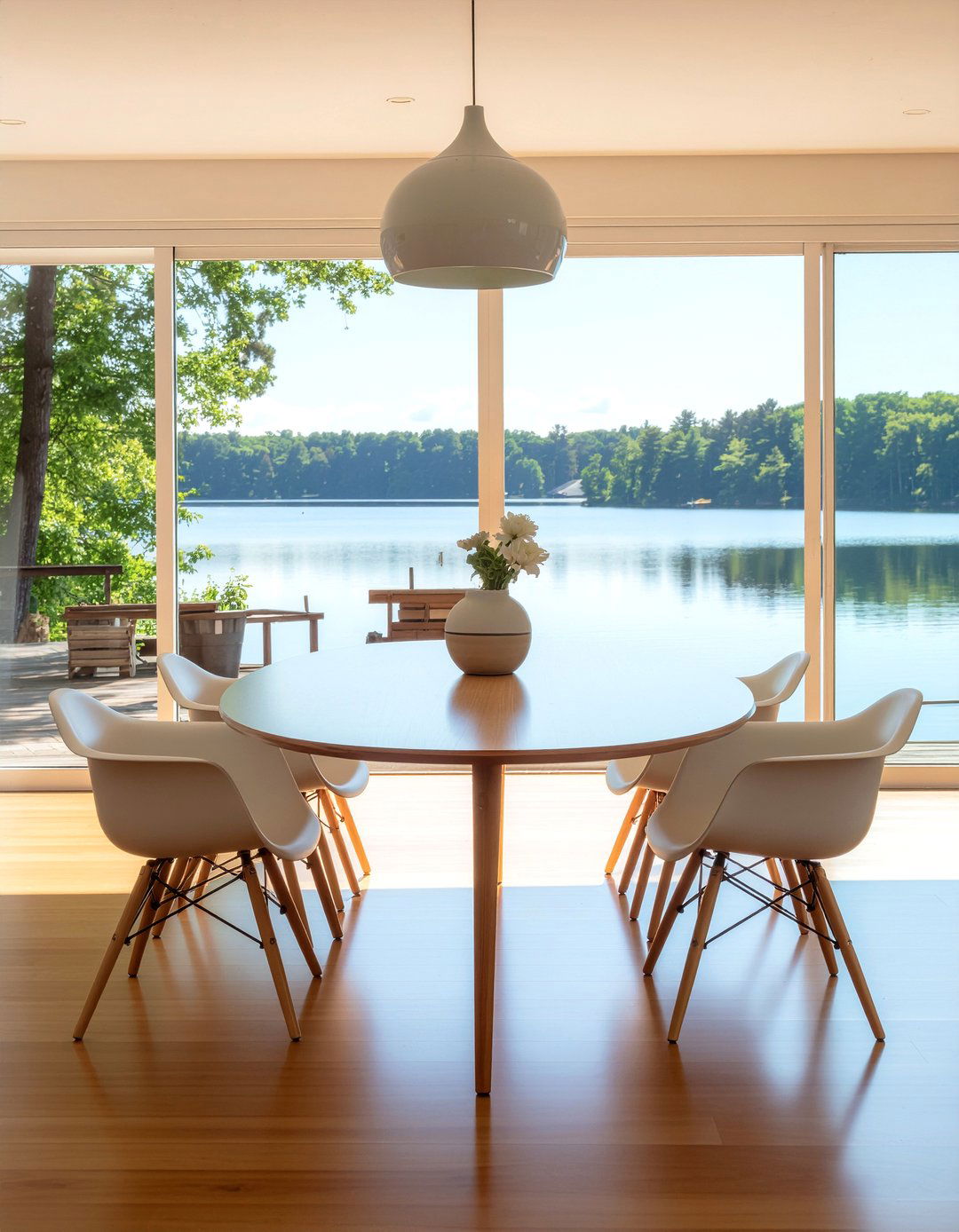Mid Century Modern Lake Dining - 30 lakeside dining room ideas