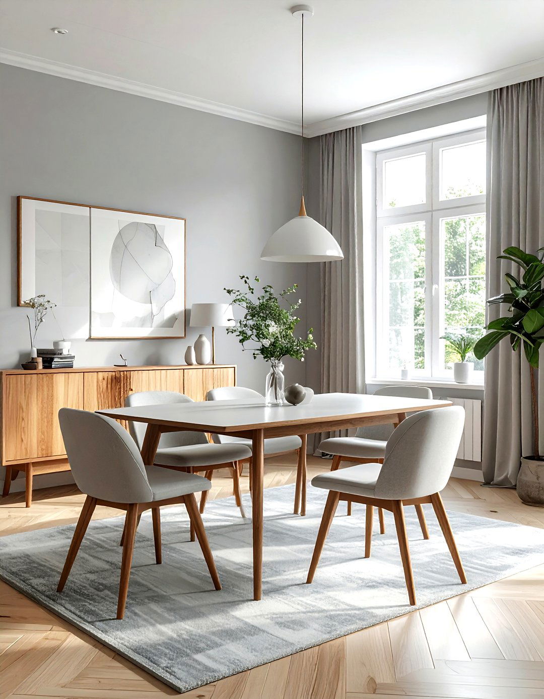 Mid Century Modern Light Gray Dining Room - 30 light gray dining room ideas