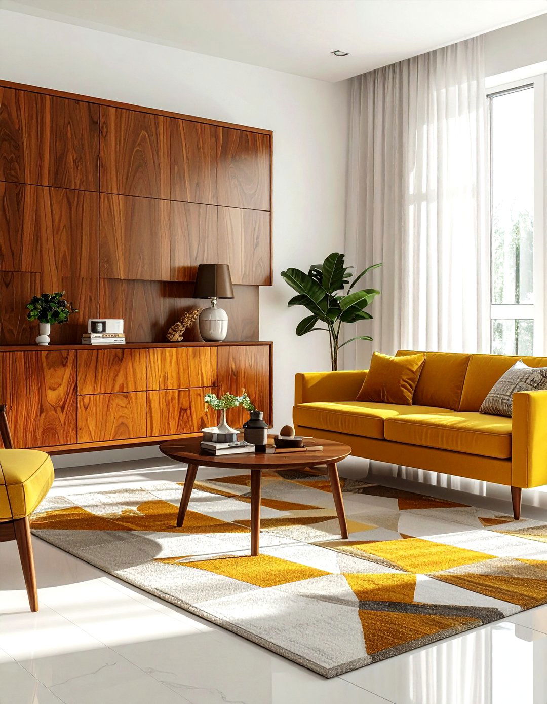 Mid Century Modern Living Room - 30 living room white walls