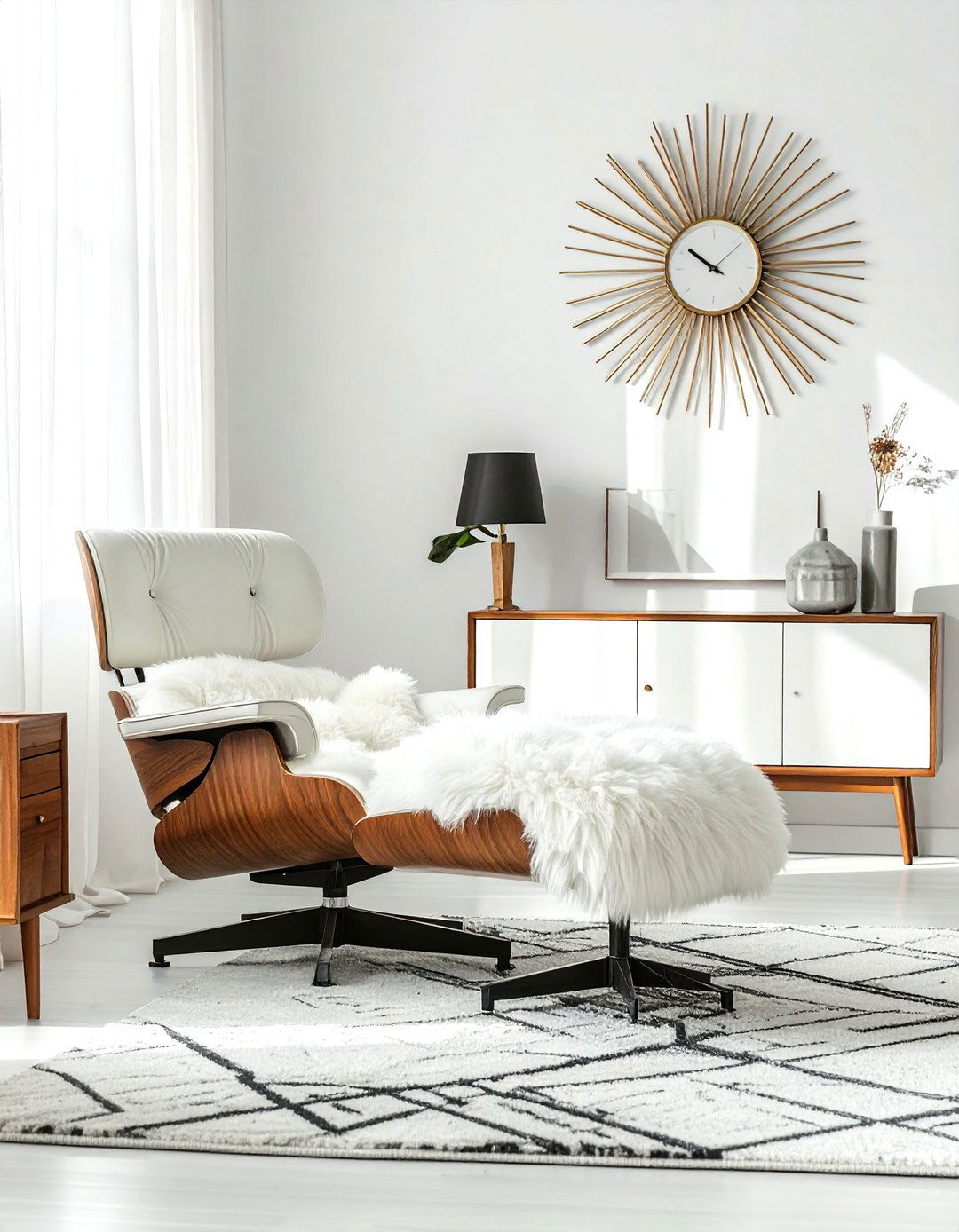 Mid Century Modern Living Room Sheepskin - 30 sheepskin living room ideas