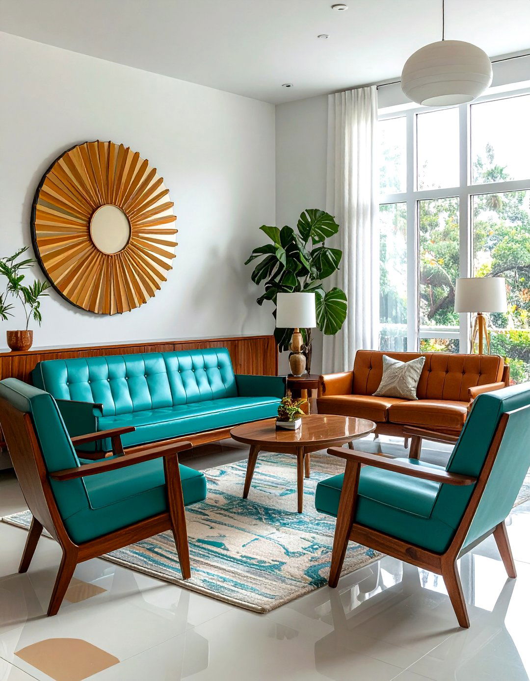 Mid Century Modern Lounge - 30 peel and stick wallpaper ideas