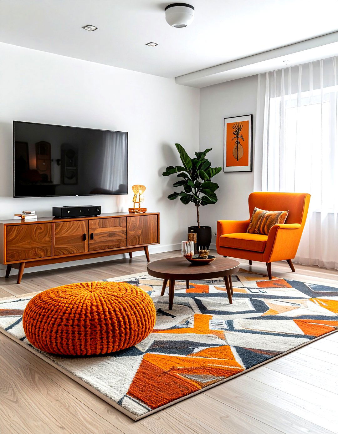 Mid Century Modern Media Console - 30 living room projector ideas