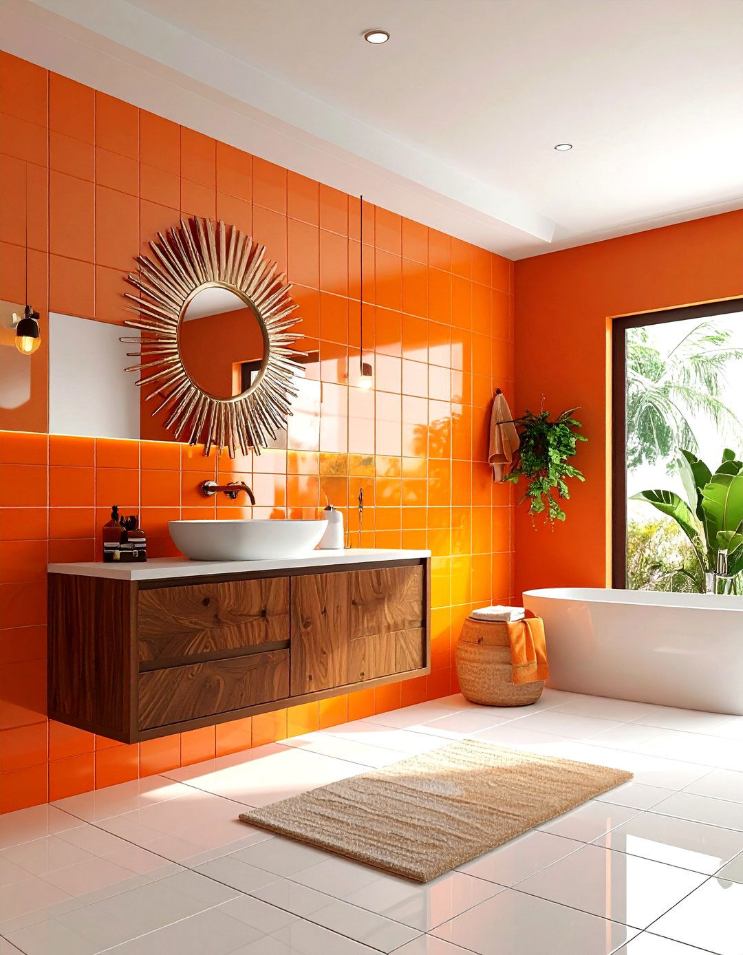 Mid Century Modern Orange Bathroom - 30 orange and white bathroom ideas