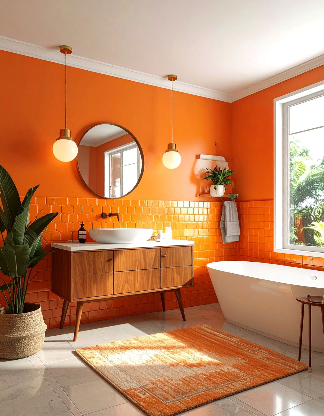 Mid Century Modern Orange Bathroom - 30 orange bathroom ideas