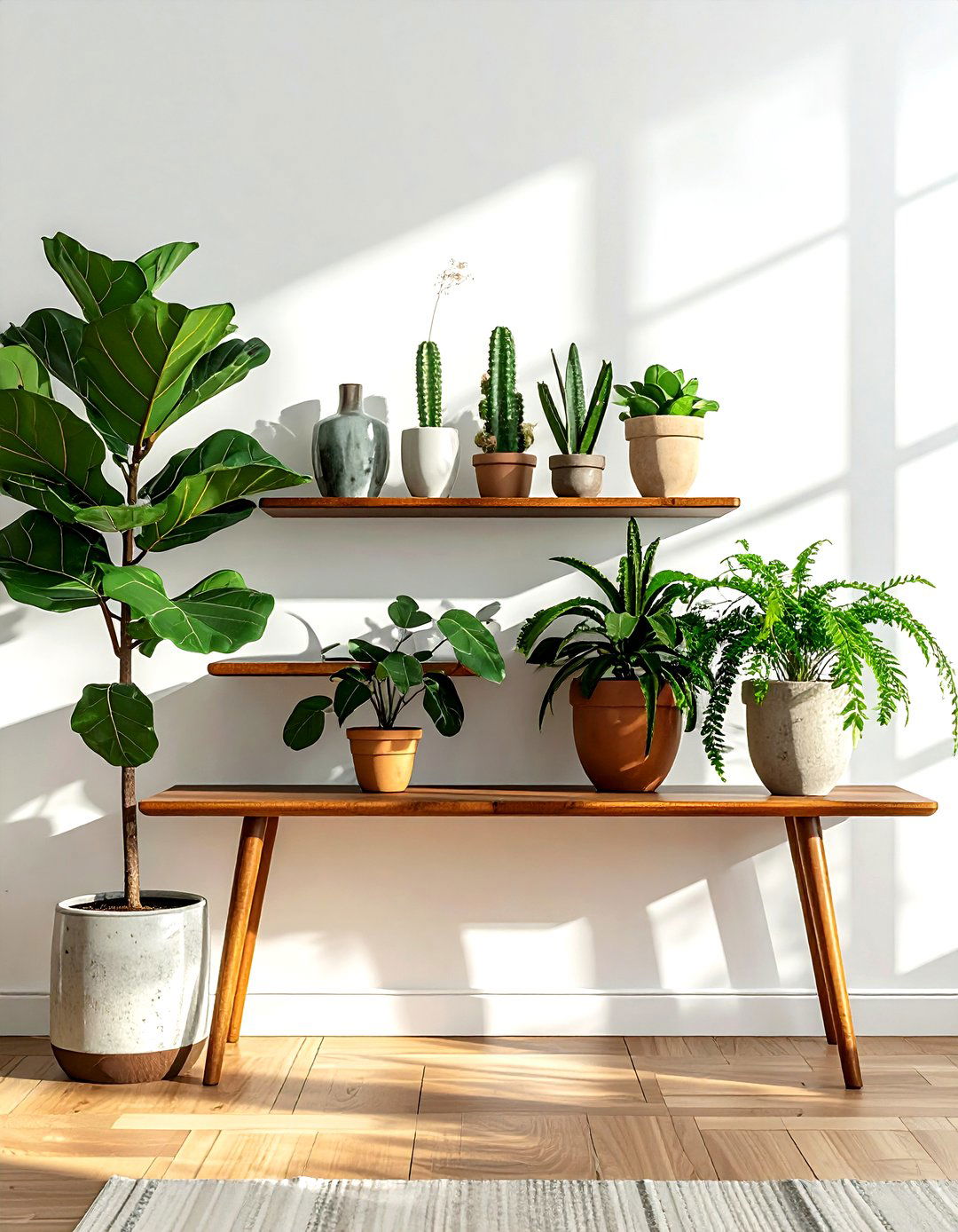 Mid Century Modern Plant Shelf - 30 living room plant shelves