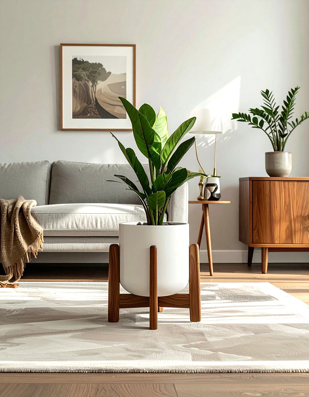 Mid Century Modern Plant Stand - 30 living room plant stands