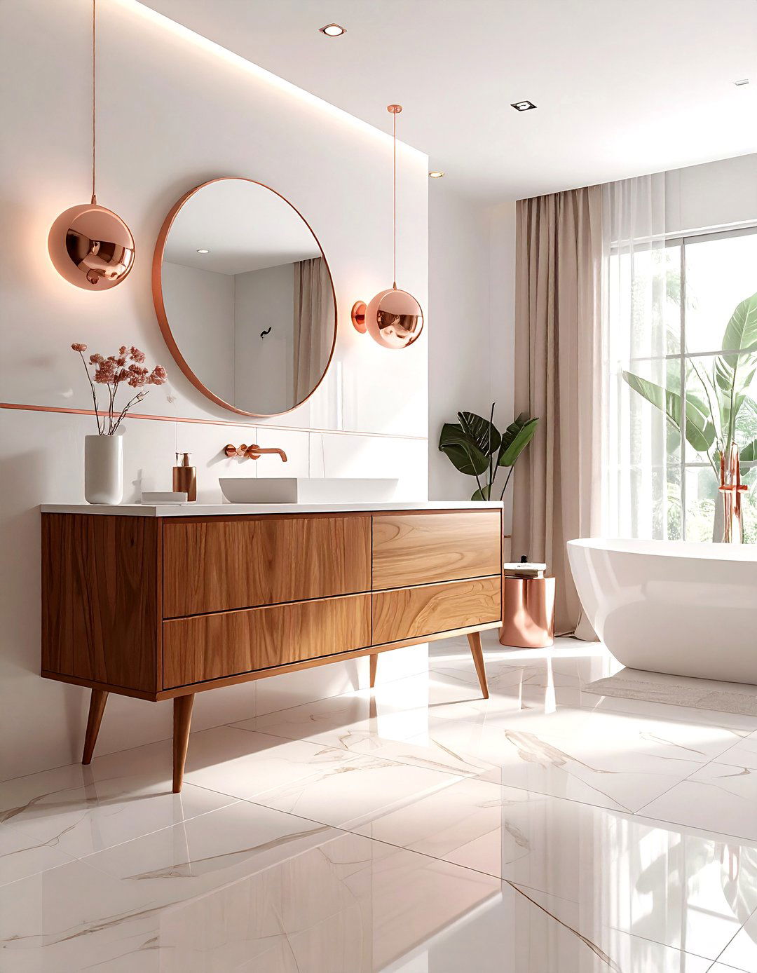 Mid Century Modern Rose Gold Bathroom - 30 rose gold bathroom ideas