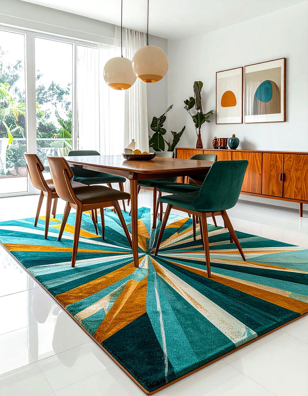 Mid Century Modern Rug - 30 indoor outdoor rug dining room ideas