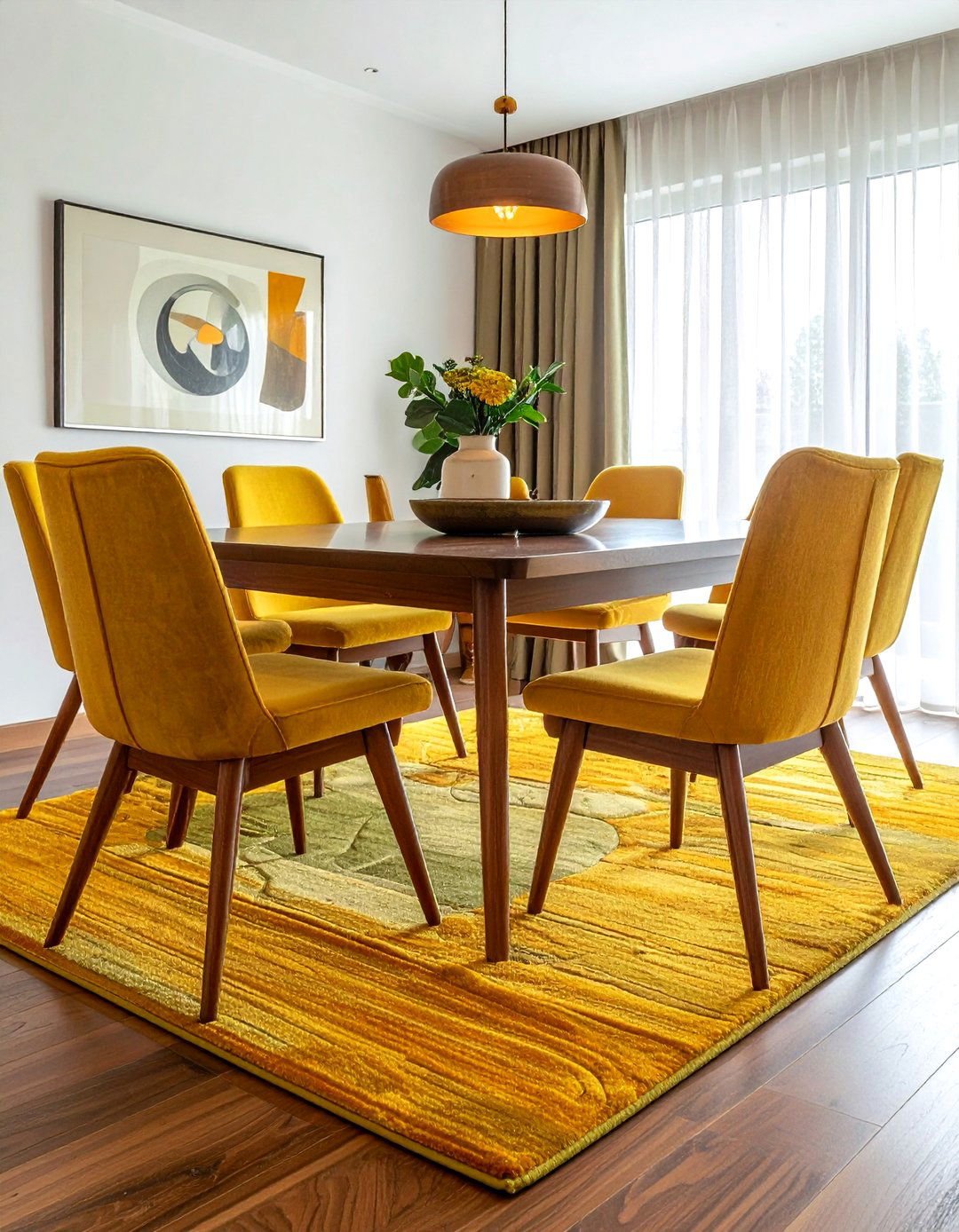 Mid Century Modern Rug Dining Room - 30 colorful rug dining room ideas