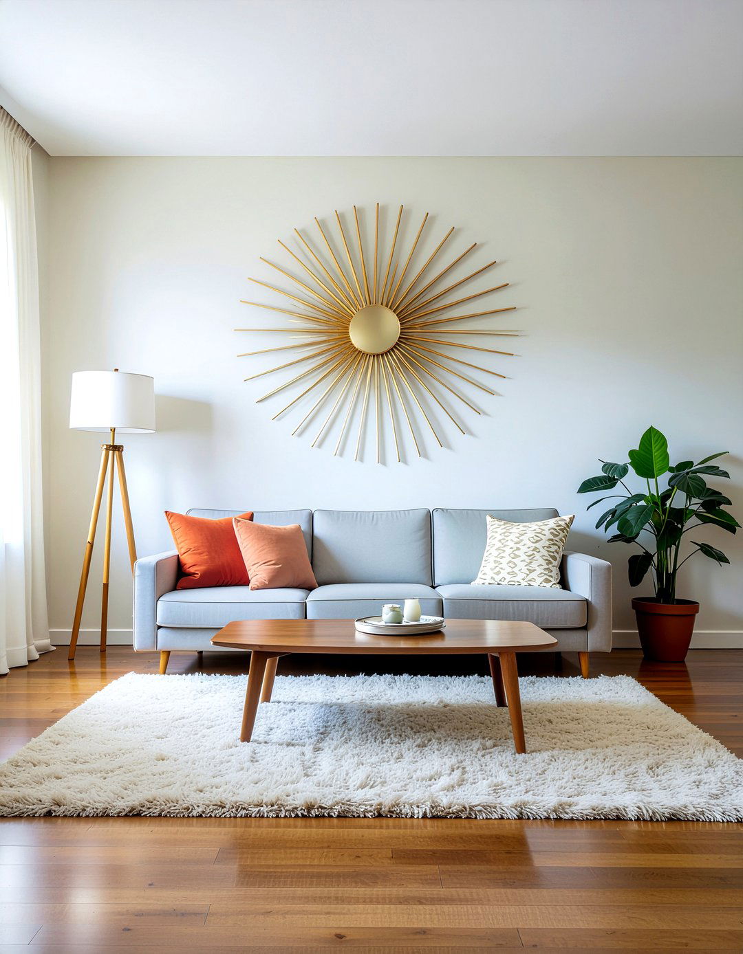 Mid Century Modern Starburst Wall - 30 living room geometric wall designs