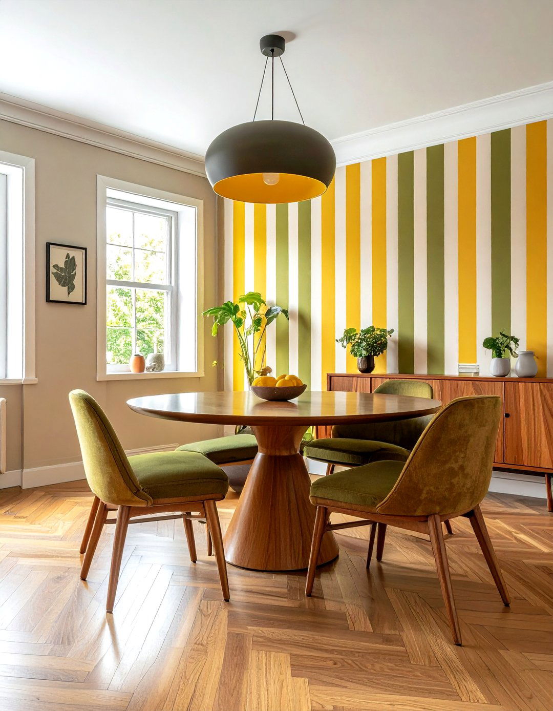Mid Century Modern Striped Wallpaper Dining Room - 30 striped wallpaper dining room ideas