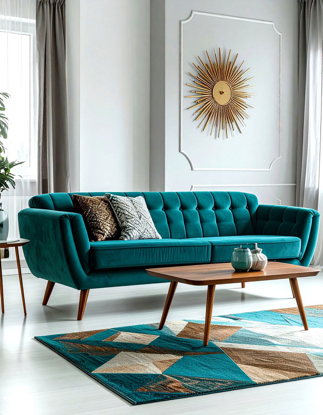Mid Century Modern Teal - 30 modern teal living room ideas