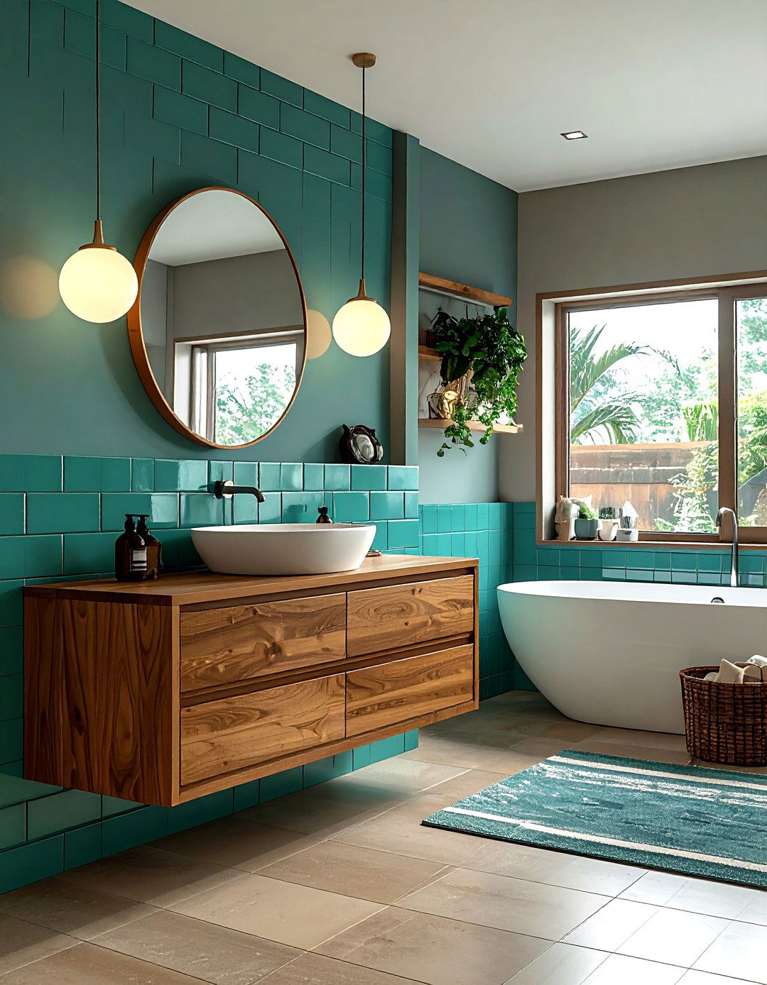 Mid Century Modern Teal Bathroom - 30 teal bathroom ideas