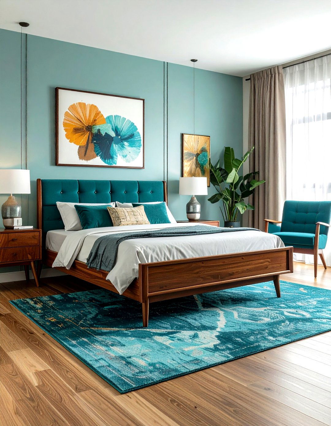 Mid Century Modern Teal Bedroom - 30 modern teal bedroom ideas