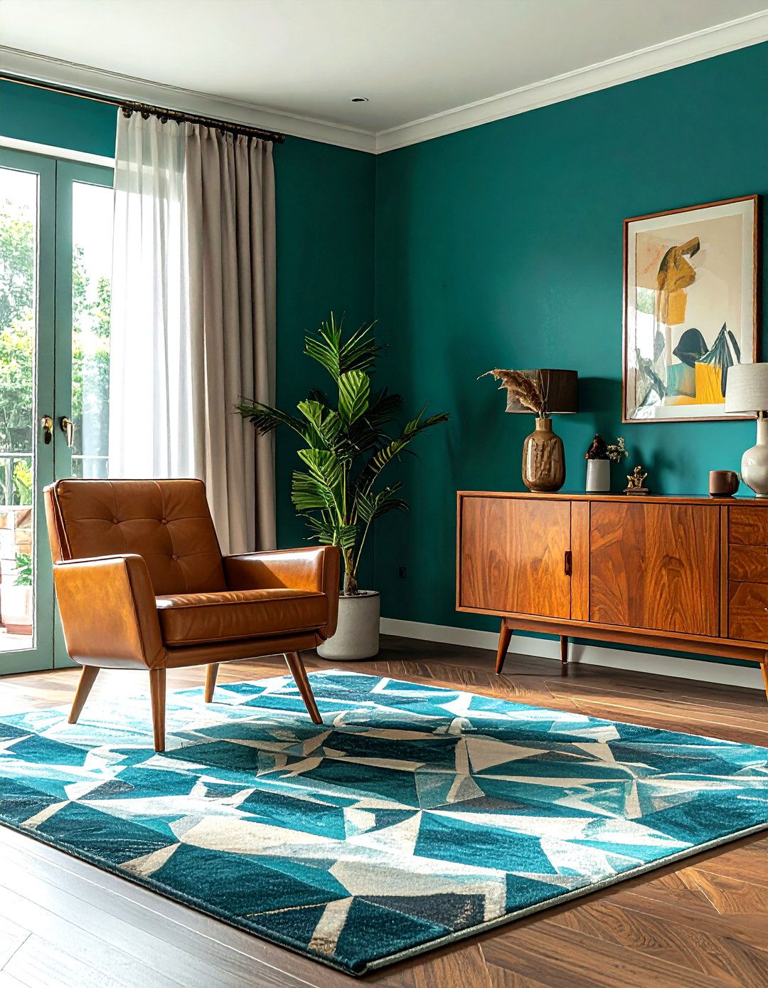 Mid Century Modern Teal - 30 cool teal living room ideas