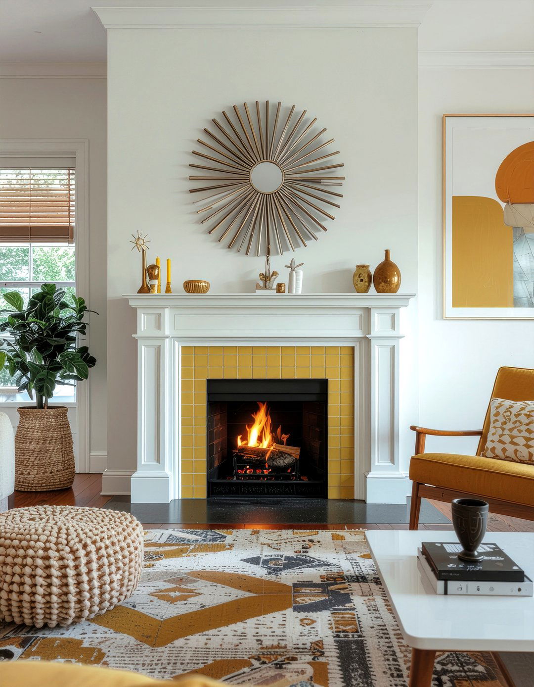 Mid Century Modern Tile - 30 living room fireplace tile ideas