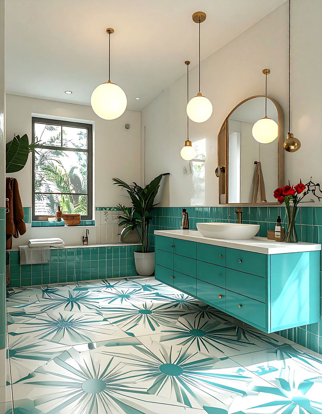 Mid Century Modern Tile - 30 bathroom floor design ideas