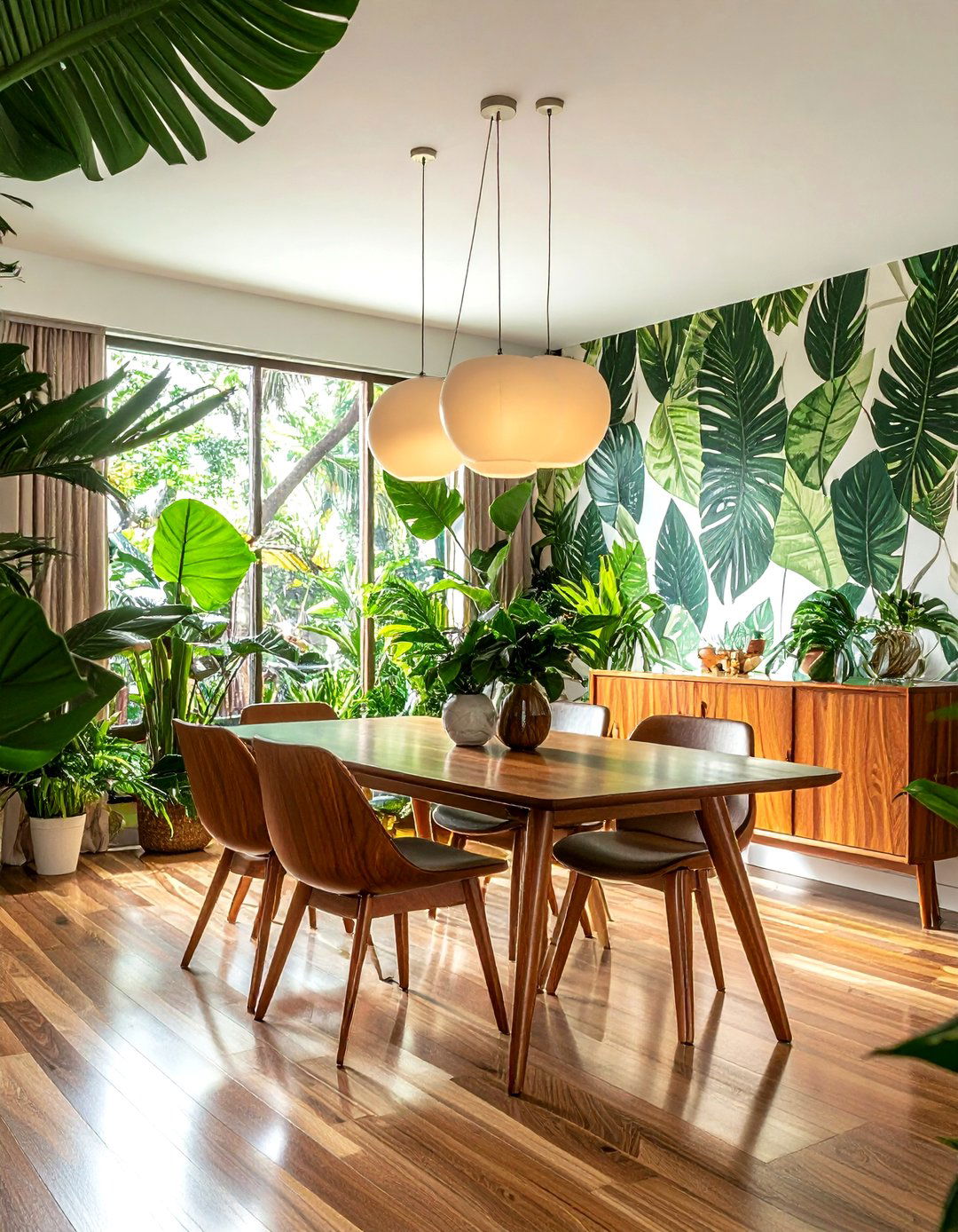 Mid Century Modern Tropical Dining Room - 30 tropical dining room ideas