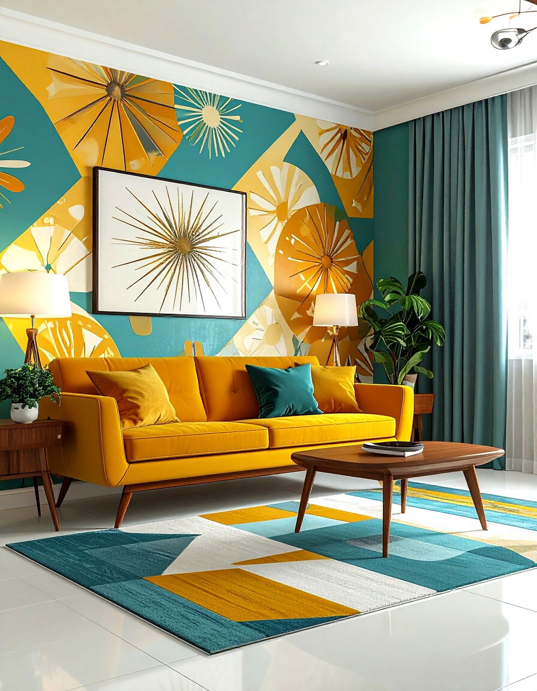 Mid Century Modern Wallpaper Living Room - 30 living room wallpaper ideas