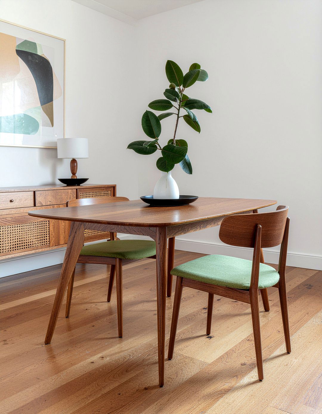 Mid Century Modern Walnut Dining Room - 30 no rug dining room ideas