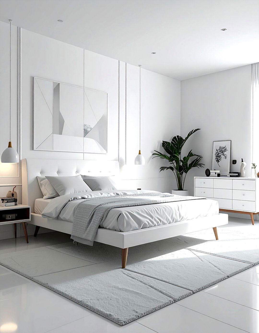 Mid Century Modern White Bedroom - 30 white bedroom furniture ideas