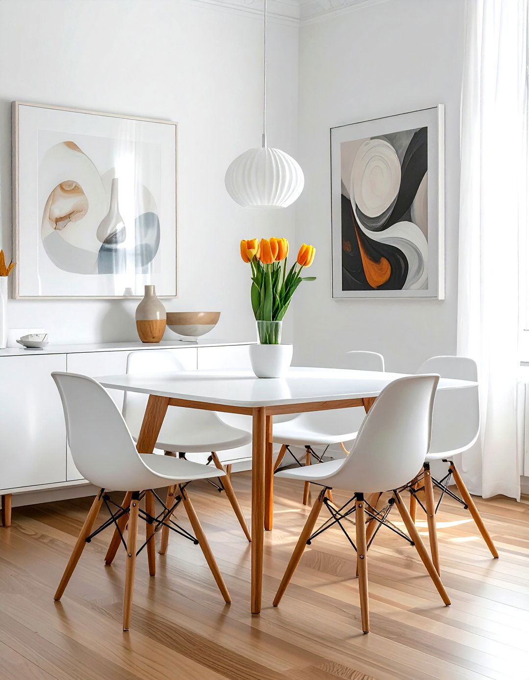 Mid Century Modern White Dining Room - 30 white dining room ideas