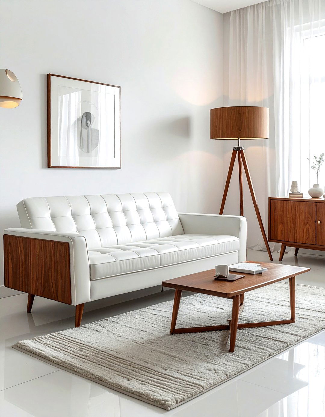 Mid Century Modern White Living Room - 30 white living room design ideas