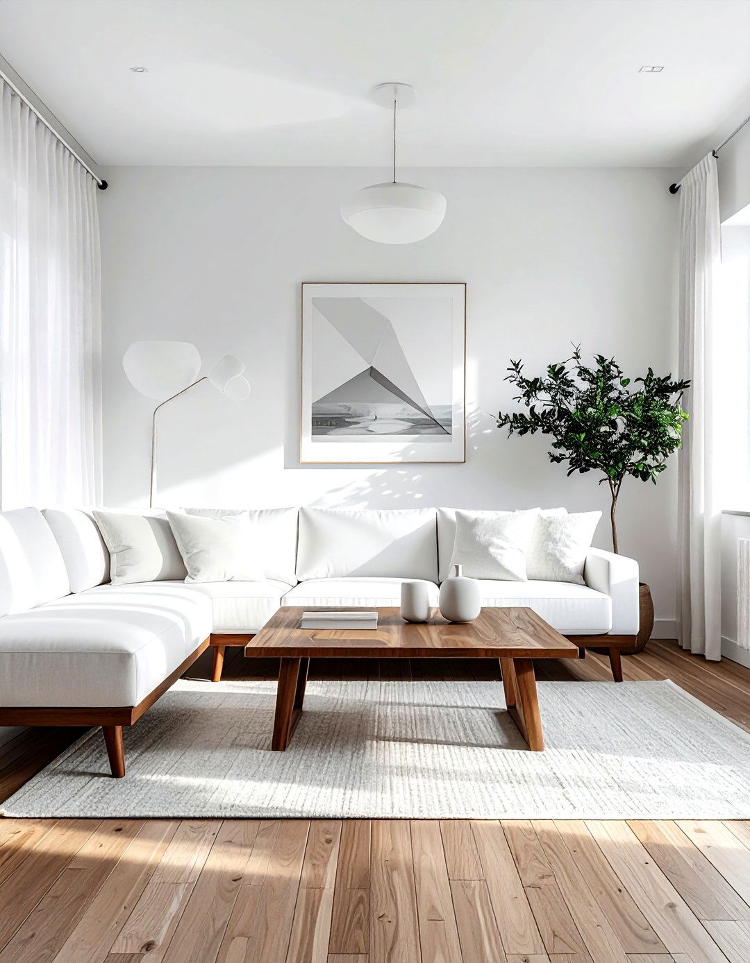 Mid Century Modern White Living Room - 30 bright white living room ideas