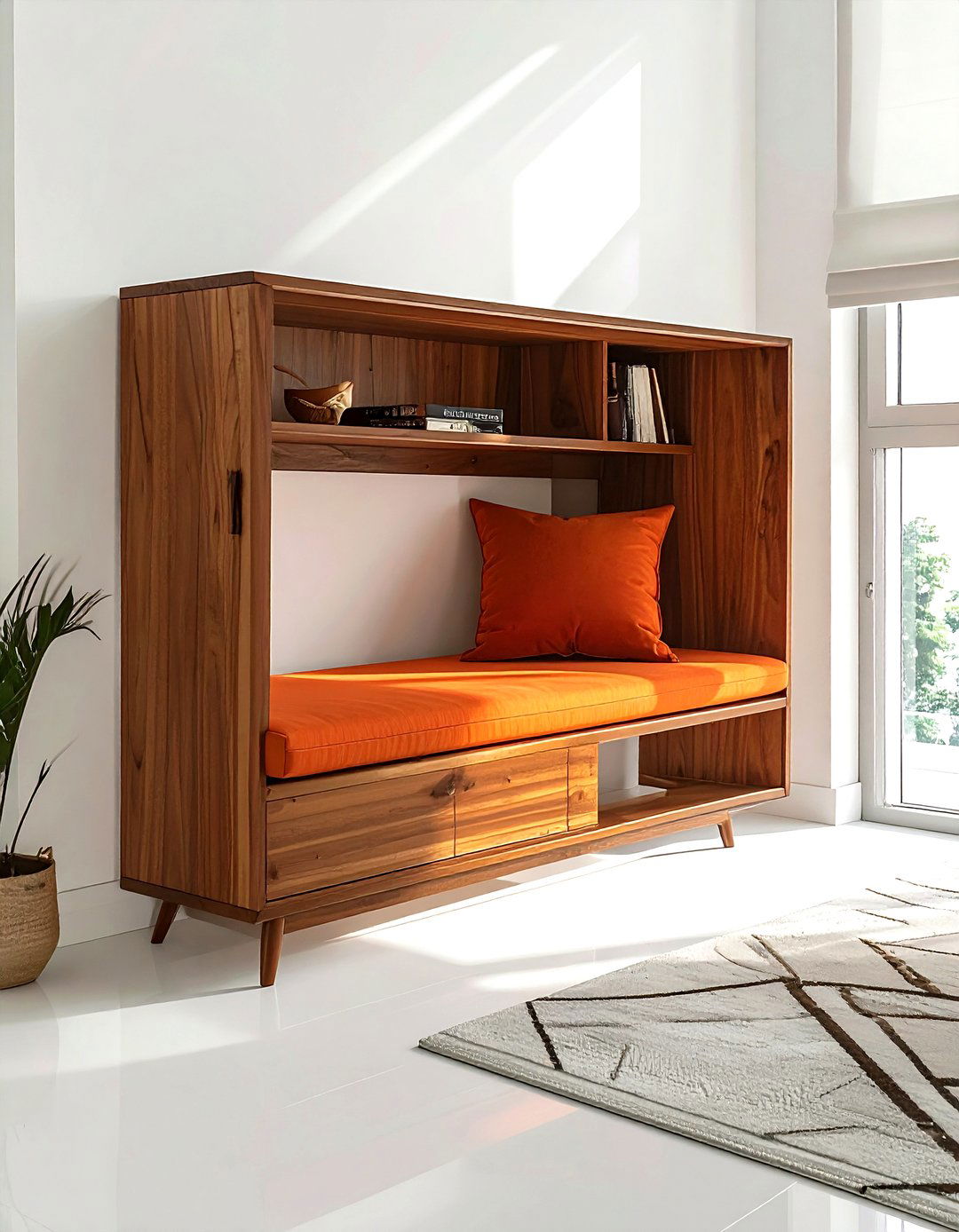 Mid Century Modern Window Seat Storage - 30 living room window seat storage