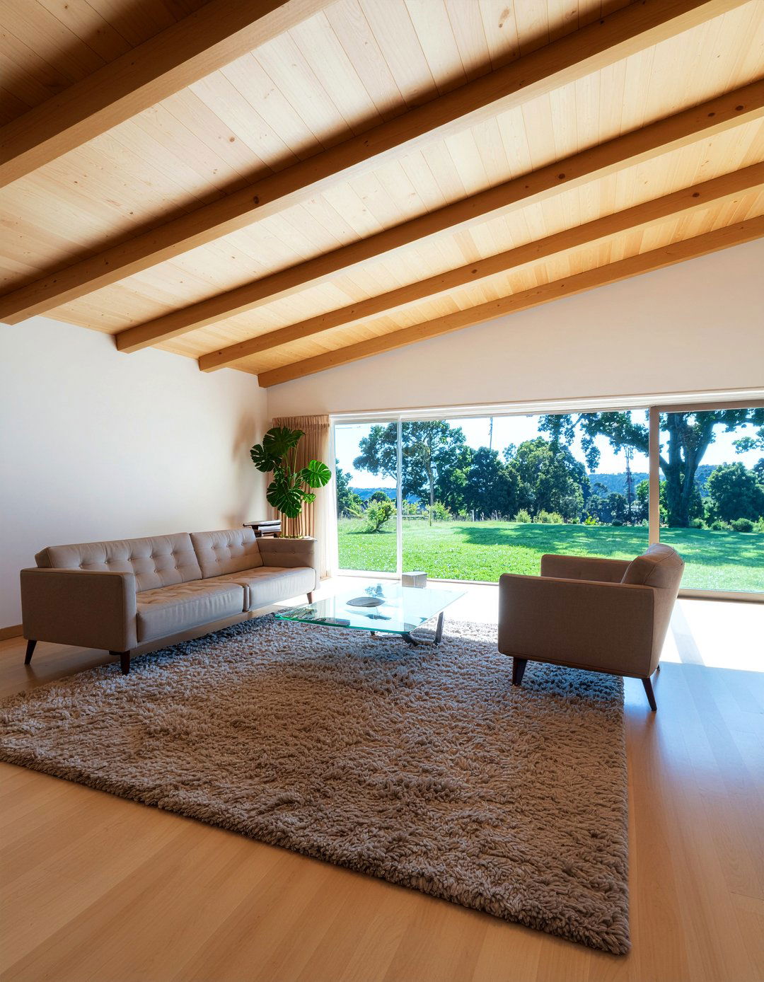 Mid Century Modern Wood Ceiling - 30 living room wood plank ceiling ideas