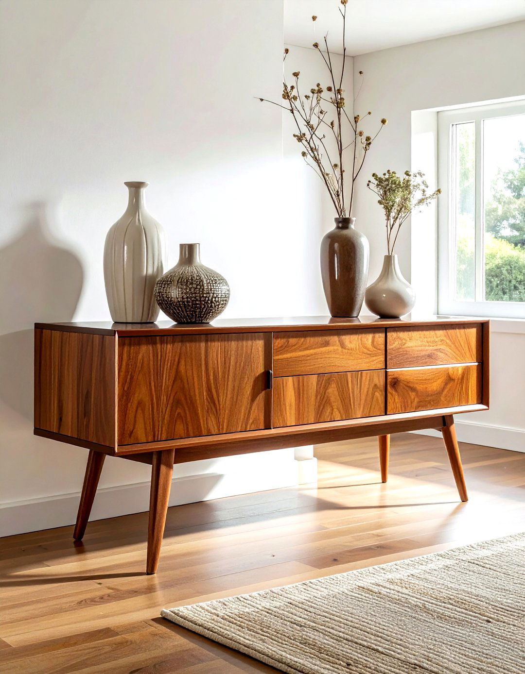 Mid Century Modern Wood Sideboard - 30 wood buffet dining room ideas