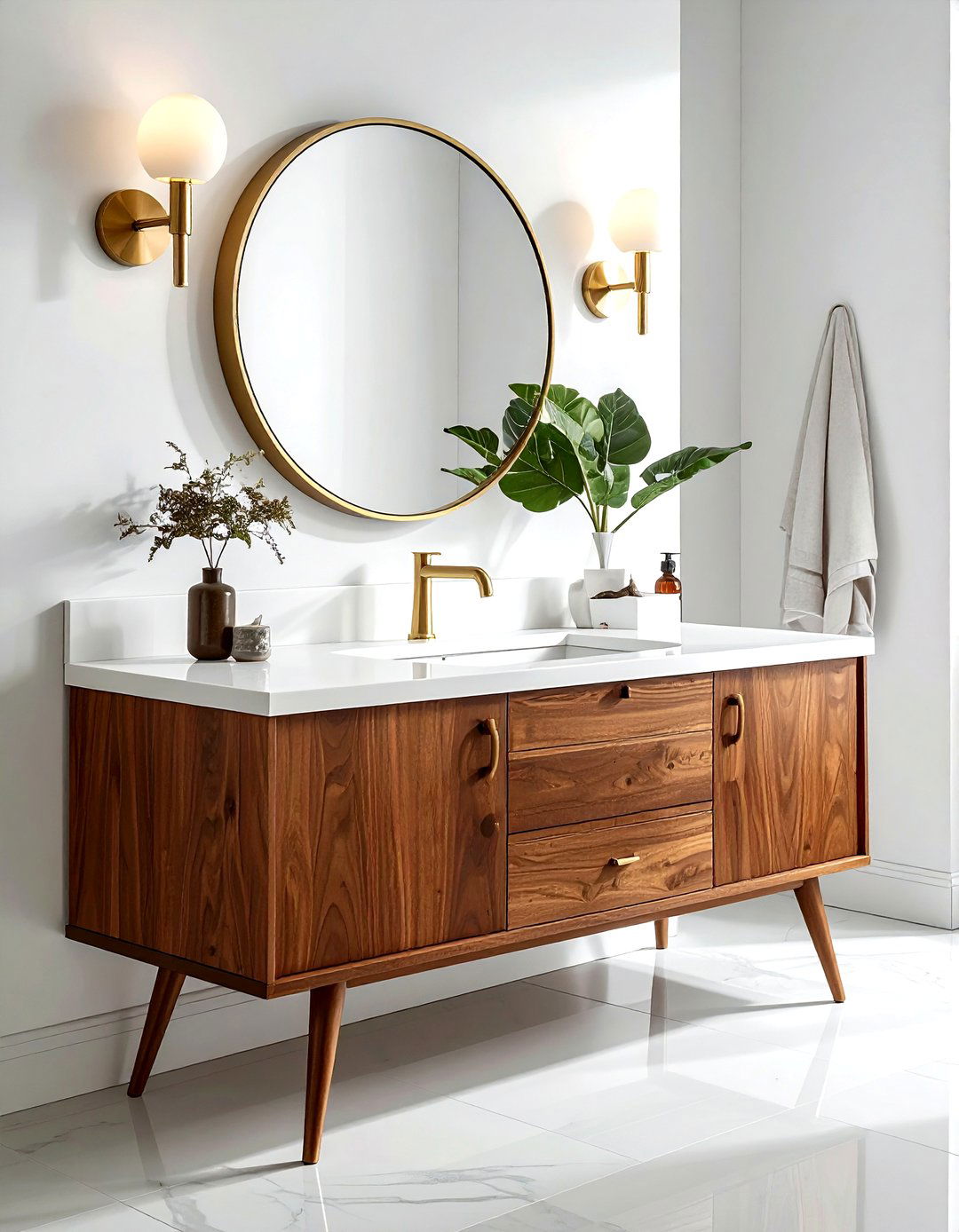 Mid Century Modern Wood Vanity - 30 vintage modern bathroom ideas