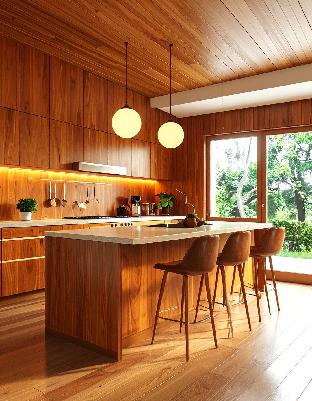 Mid Century Modern Wood Wall - 30 kitchen wood wall ideas