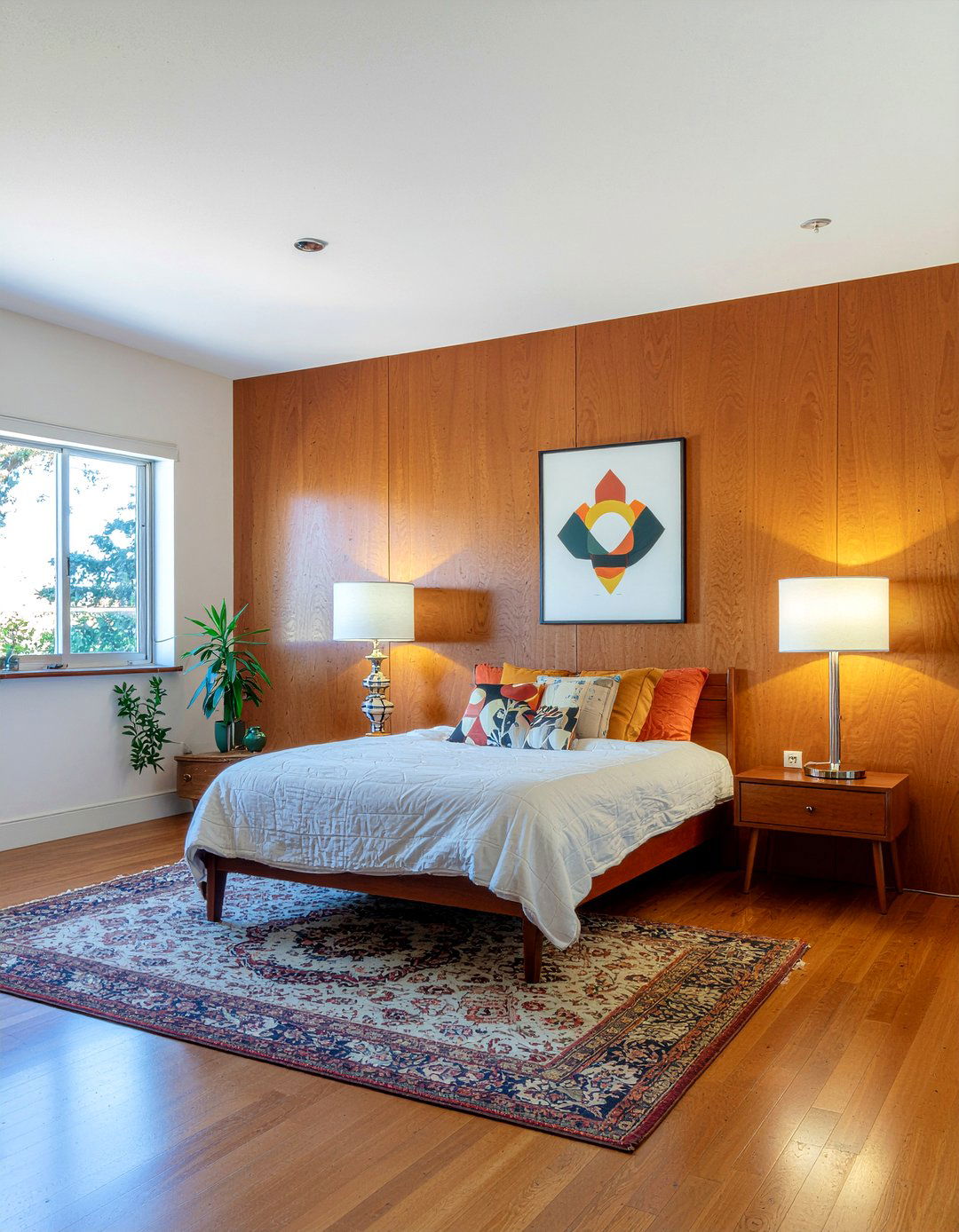 Mid Century Modern Wood Wall - 30 bedroom paneling ideas