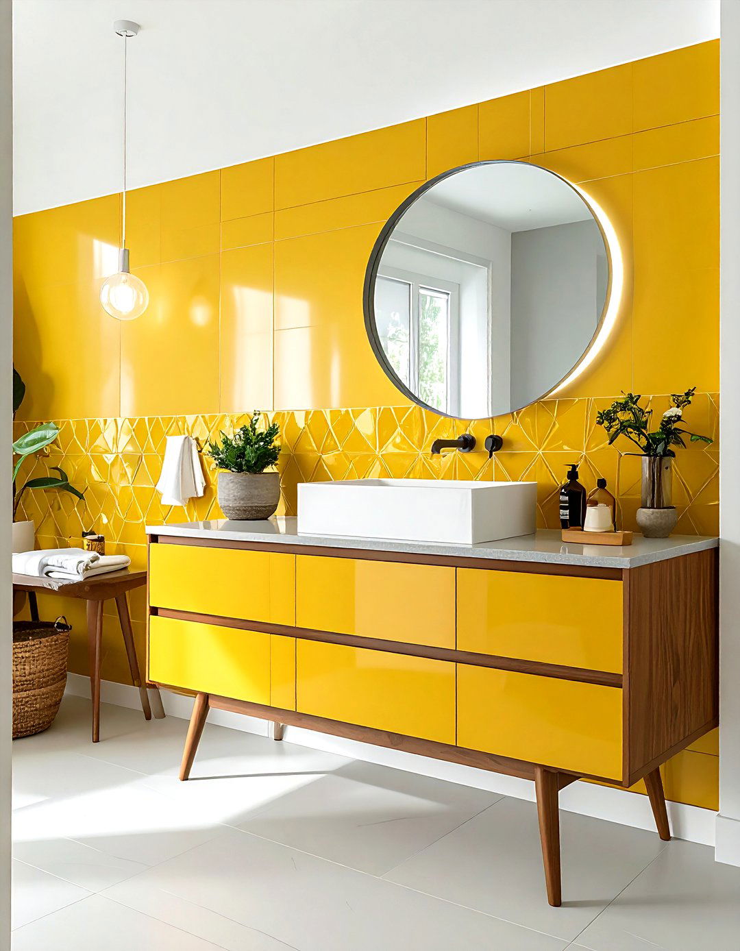 Mid Century Modern Yellow Bathroom - 30 gray and yellow bathroom ideas