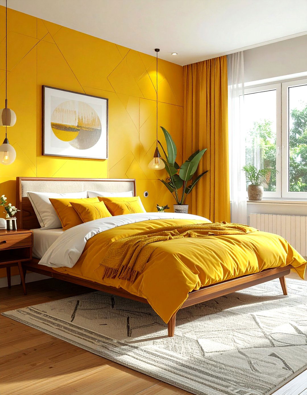 Mid Century Modern Yellow Bedroom - 30 bright yellow bedroom ideas