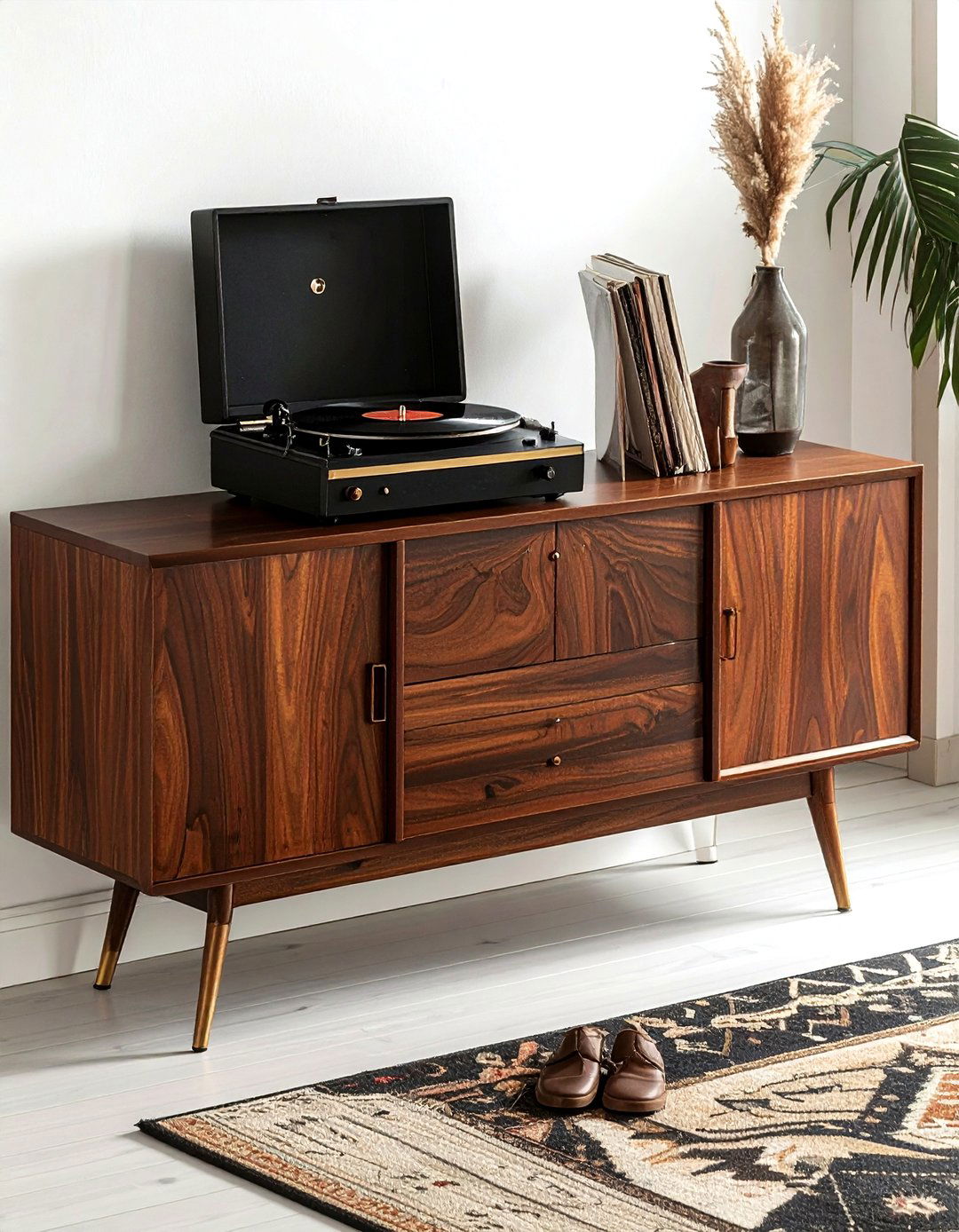 Mid Century Sideboard - 30 bohemian black living room ideas