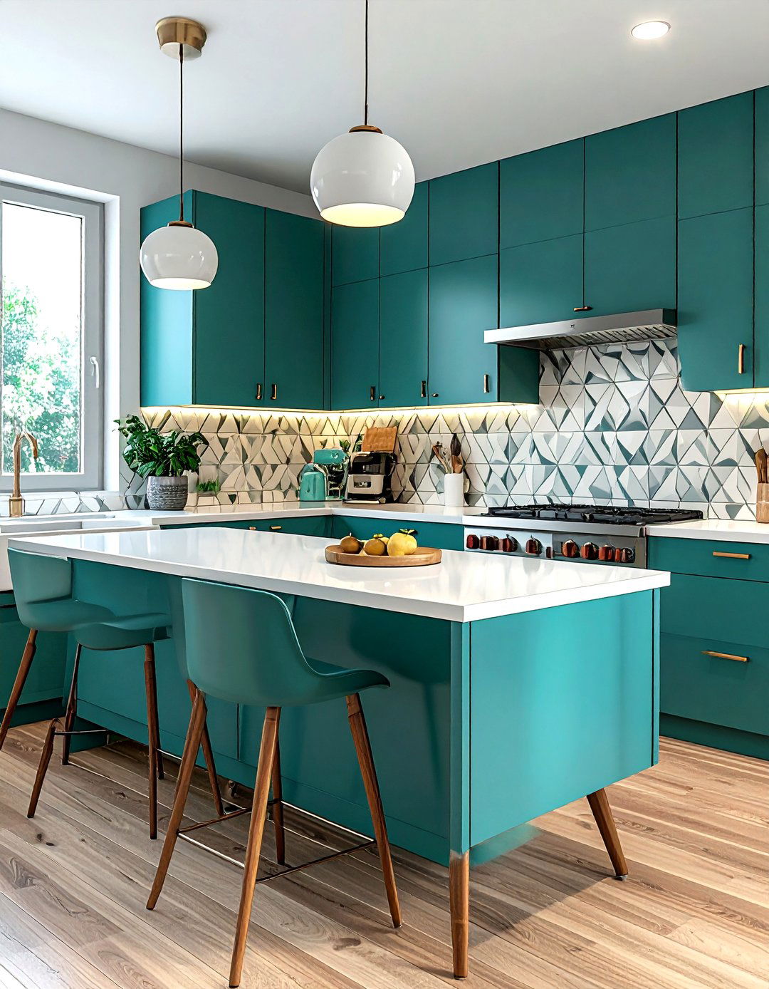 Mid Century Teal Kitchen - 30 cool teal kitchen ideas