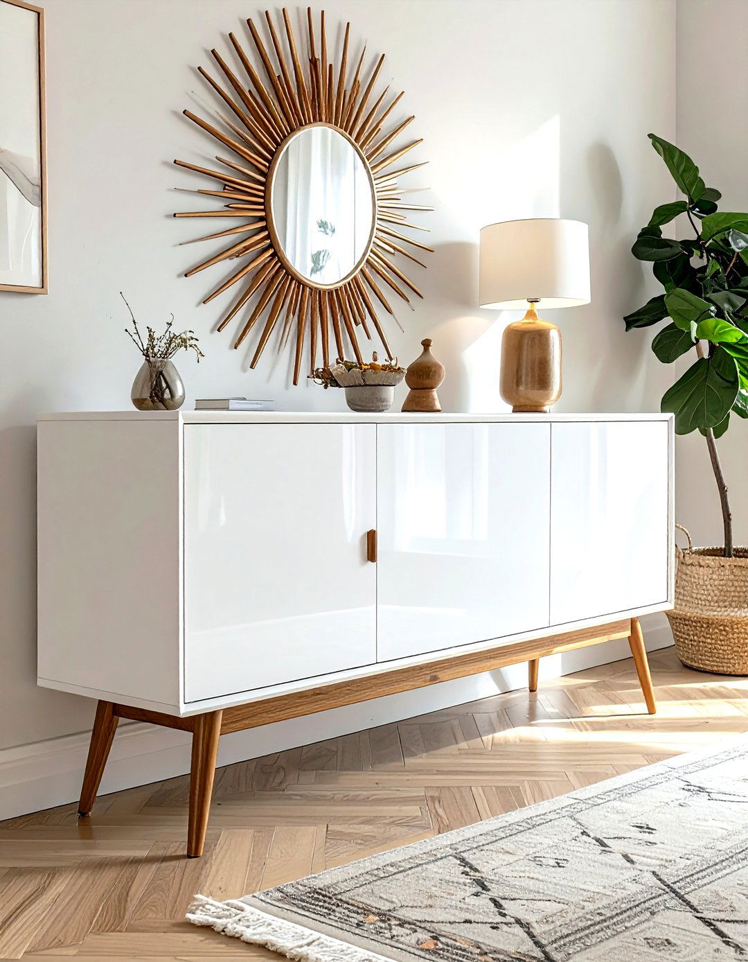 Mid Century White Sideboard - 30 white buffet dining room ideas